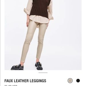 ZARA- faux leather leggings in Beige/Tan brand new with tags never worn size M